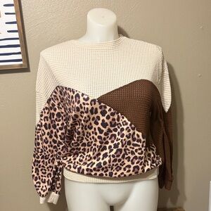 Emery Rose Leopard and Brown Sweater